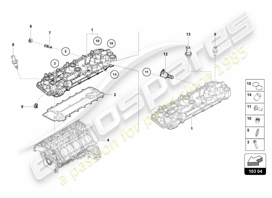 lamborghini performante coupe (2020) coperchio vano motore schema delle parti