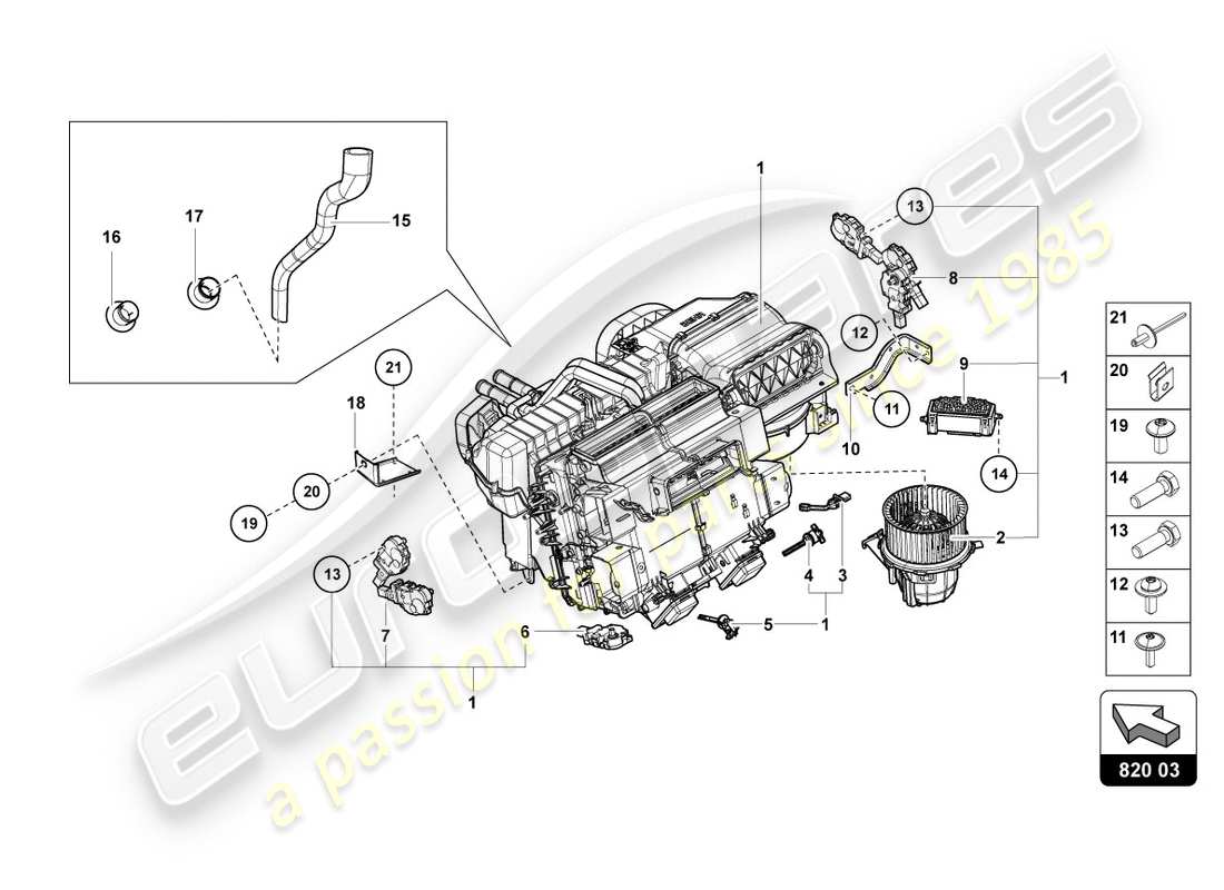 lamborghini lp700-4 coupe (2012) diagramma delle parti dell'aria condizionata
