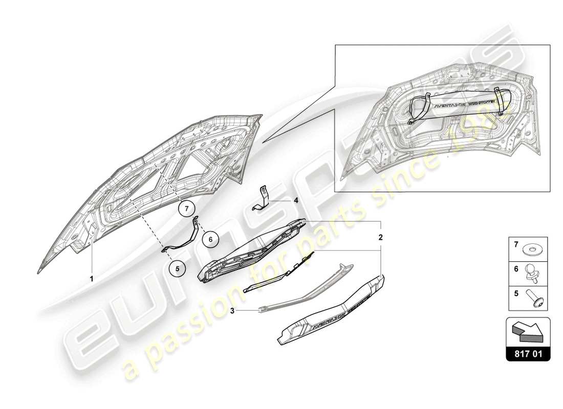 lamborghini lp700-4 roadster (2016) paravento diagramma delle parti