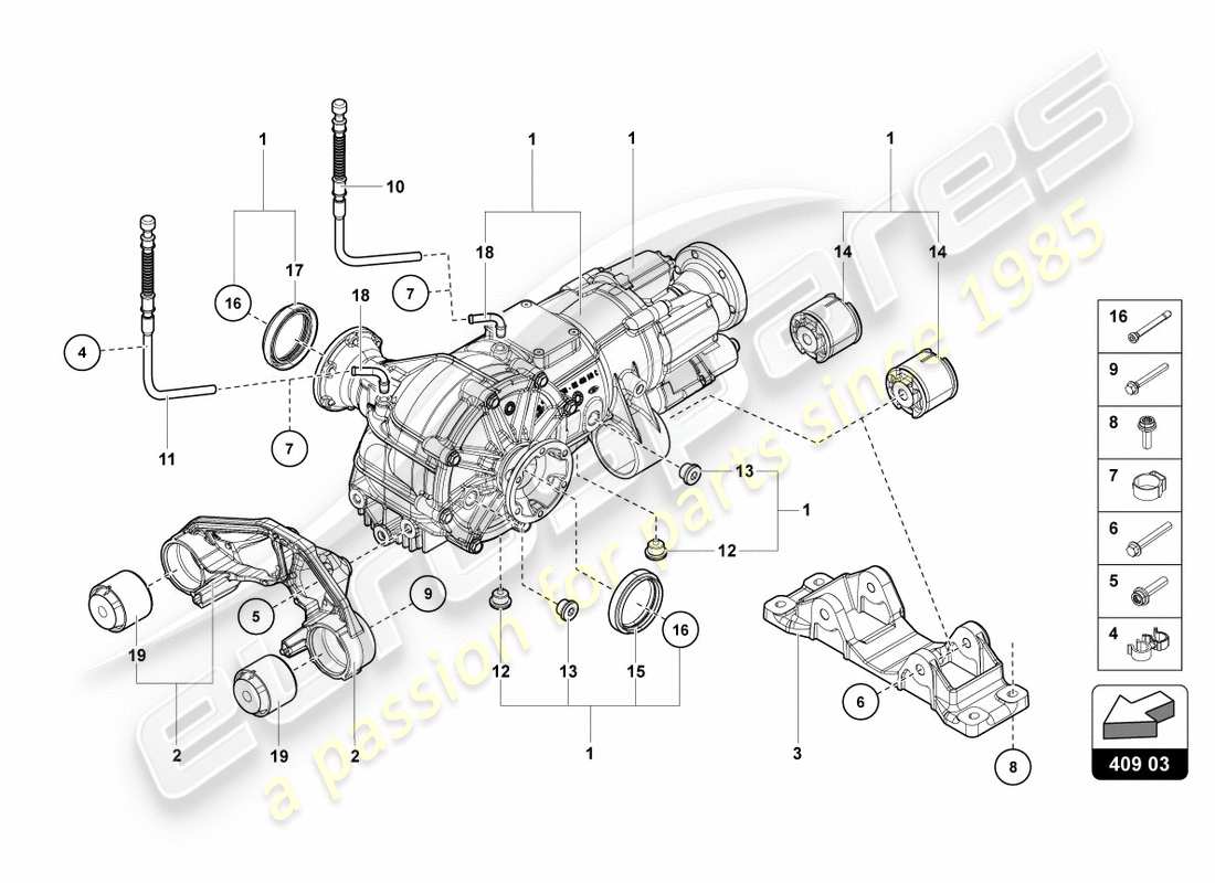 lamborghini centenario roadster (2017) differenziale assale anteriore con frizione visco schema parte