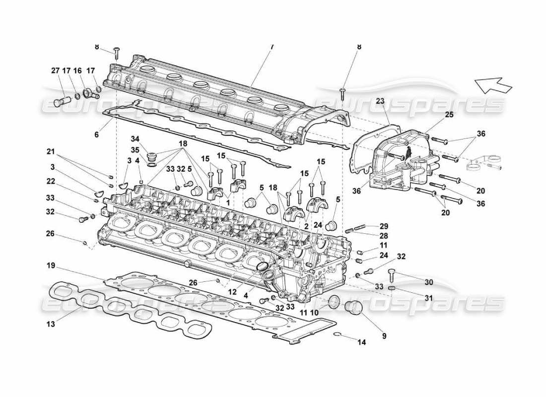 lamborghini murcielago lp670 testata e coperchio sinistro diagramma delle parti