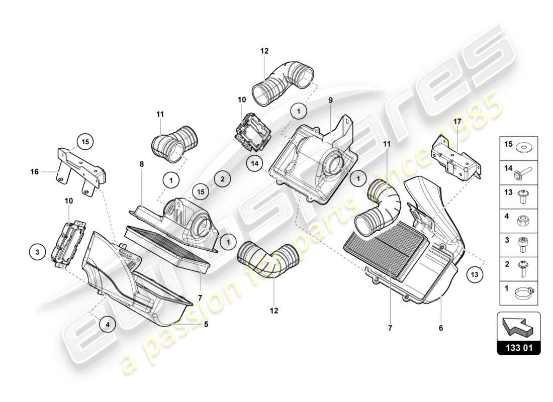 lamborghini lp700-4 coupe (2017) diagramma delle parti filtro aria