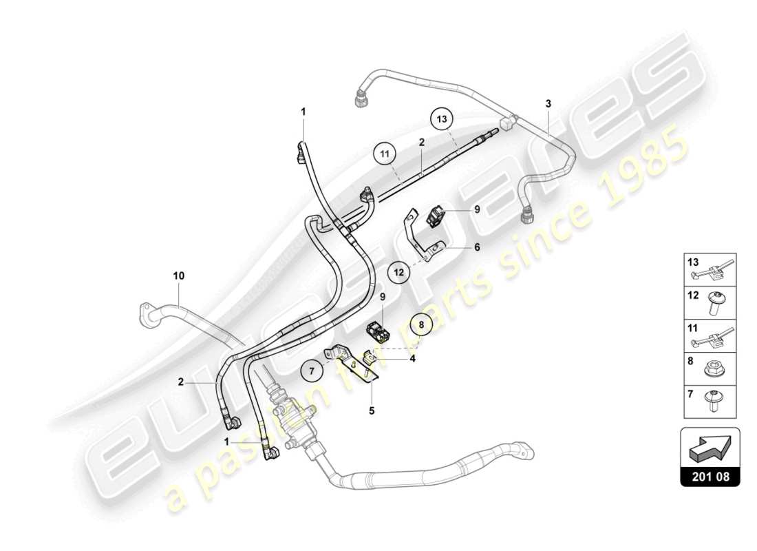 lamborghini sian (2020) diagramma delle parti della linea del carburante