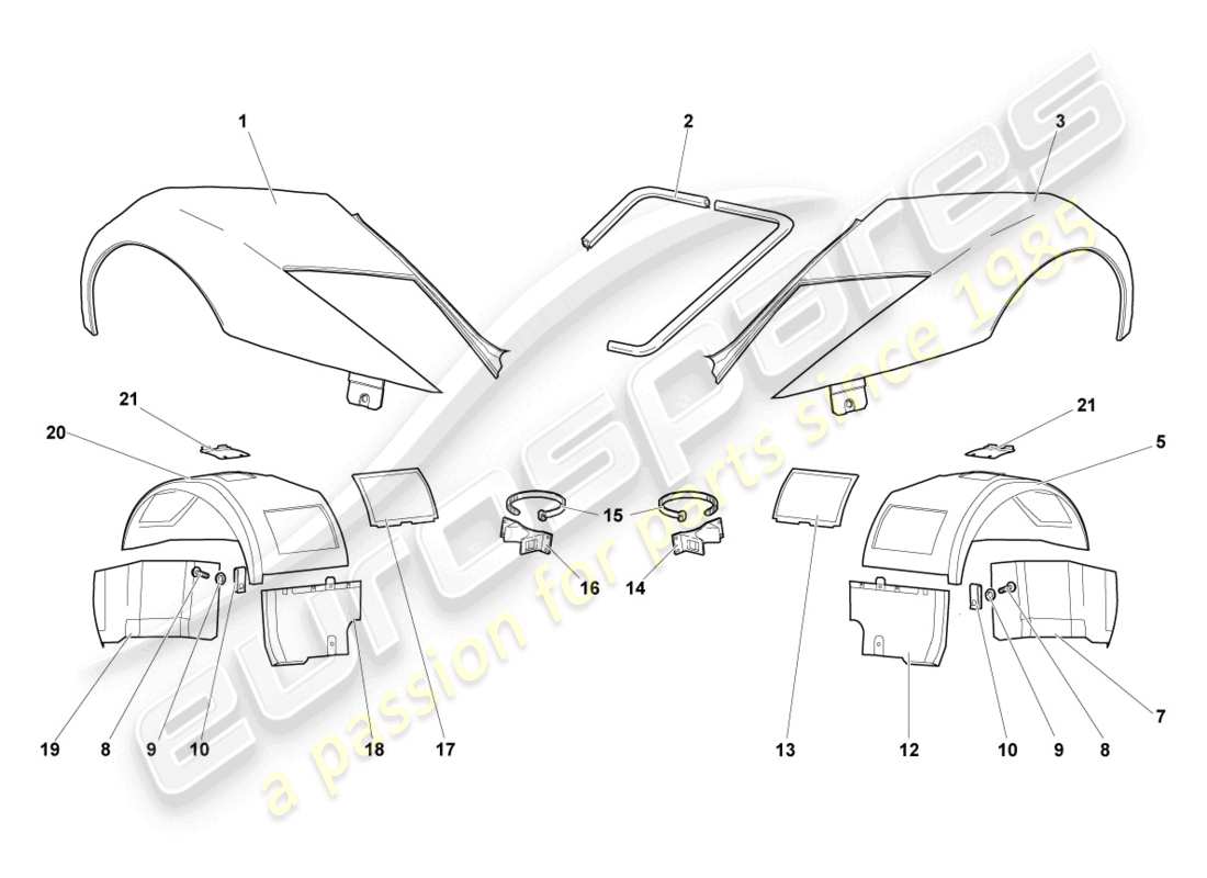 lamborghini murcielago coupe (2002) schema delle parti ala anteriore