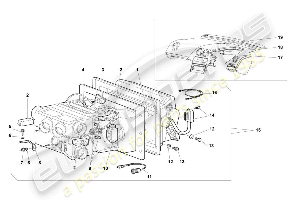 lamborghini murcielago roadster (2006) schema delle parti dell'aria condizionata rhd