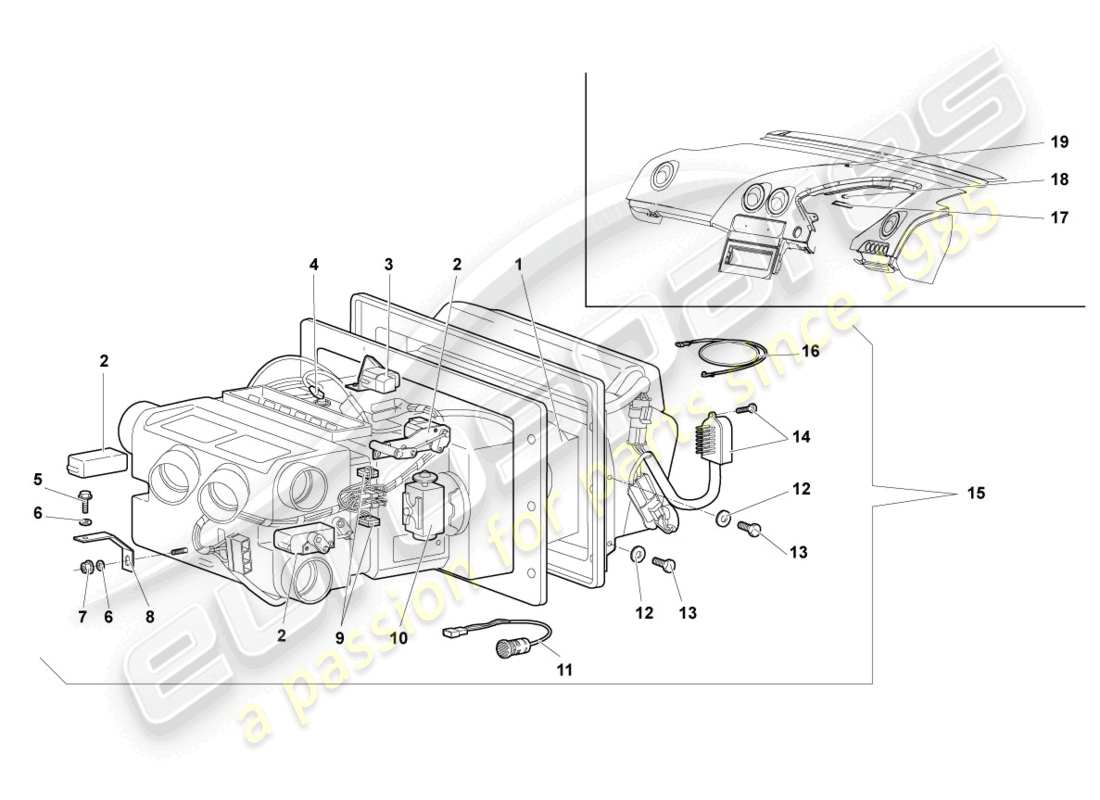 lamborghini murcielago coupe (2002) schema delle parti dell'aria condizionata rhd