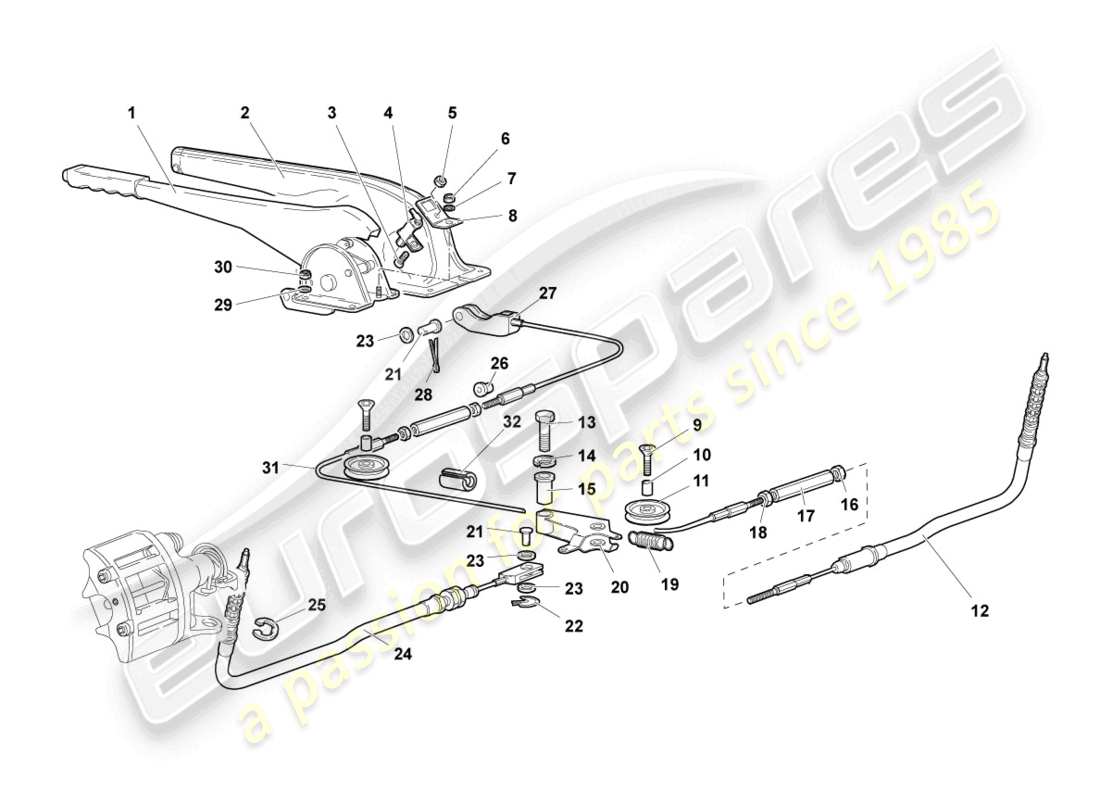 lamborghini murcielago coupe (2002) leva freno rhd schema delle parti