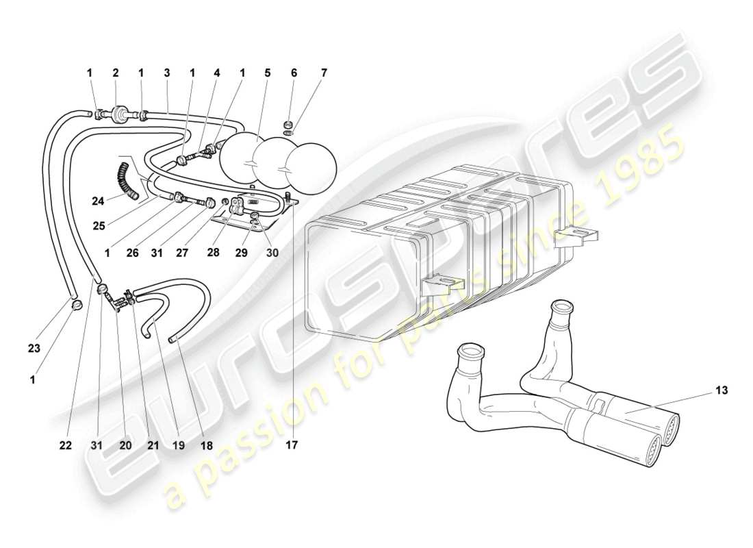 lamborghini murcielago roadster (2006) schema delle parti del sistema di vuoto