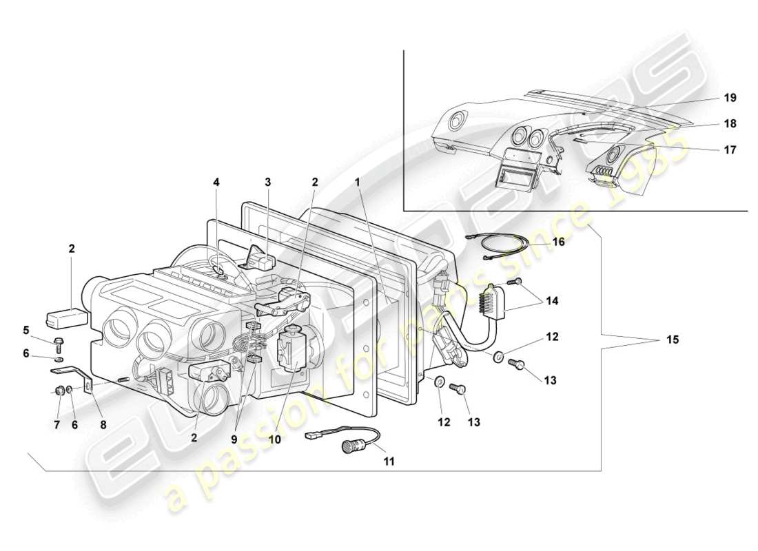 lamborghini murcielago coupe (2003) schema delle parti dell'aria condizionata rhd