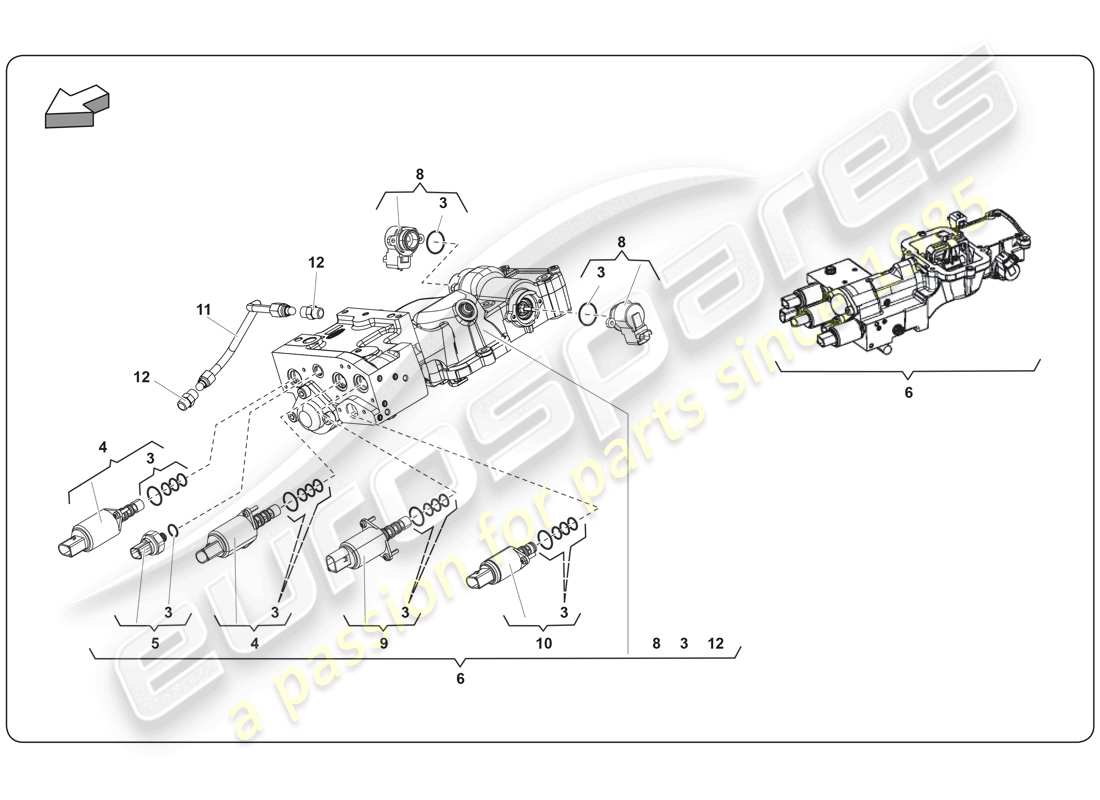 lamborghini super trofeo (2009-2014) sistema e-gear diagramma delle parti