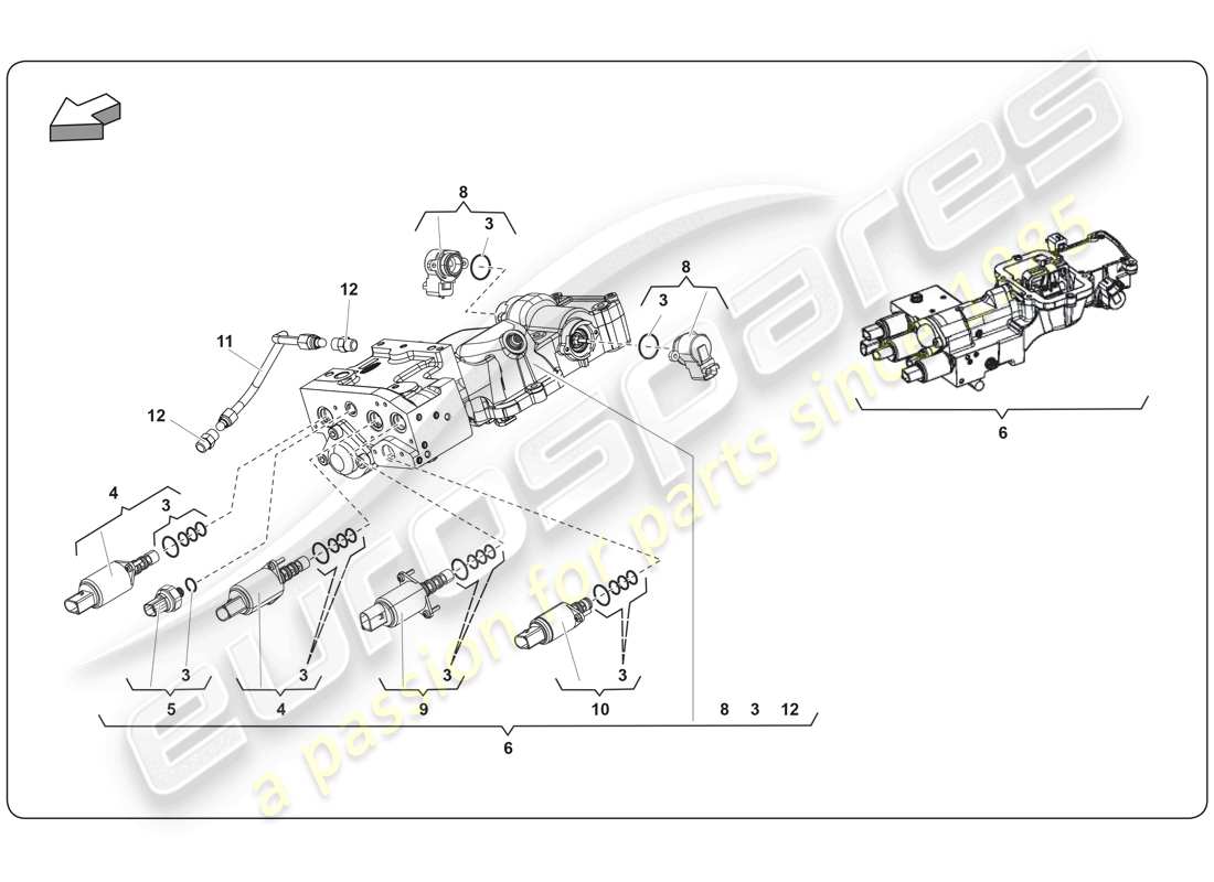 lamborghini super trofeo (2009-2014) schema delle parti del sistema e-gear