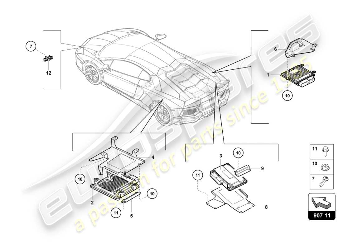 lamborghini centenario roadster (2017) centralina motore schema delle parti