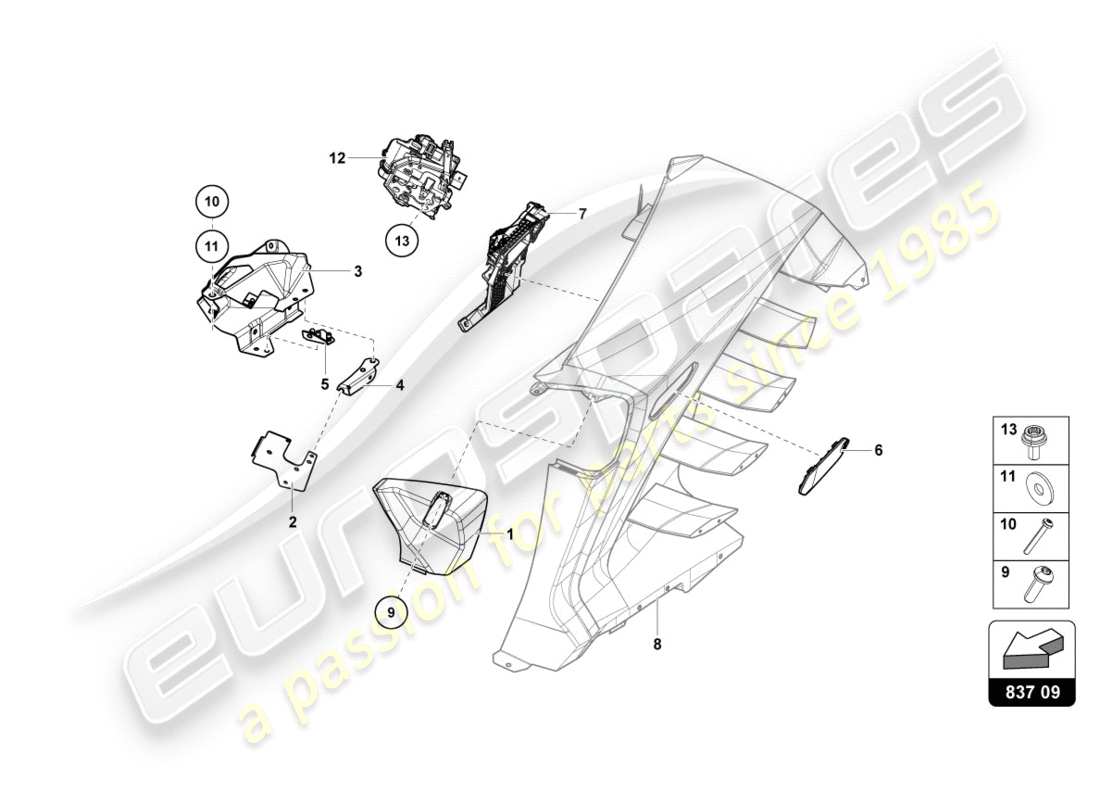 lamborghini centenario coupe (2017) serratura diagramma delle parti