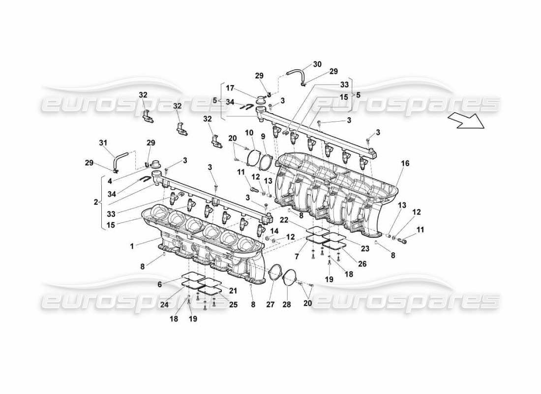 lamborghini murcielago lp670 collettore di aspirazione diagramma delle parti