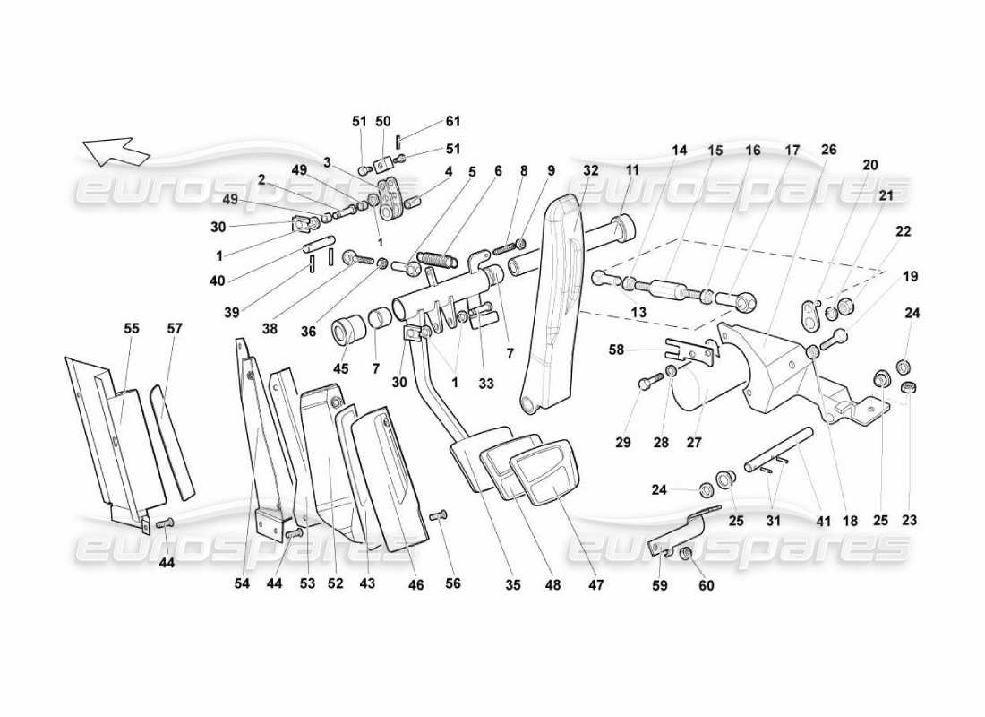 lamborghini murcielago lp670 diagramma delle parti del pedale di controllo e-gear