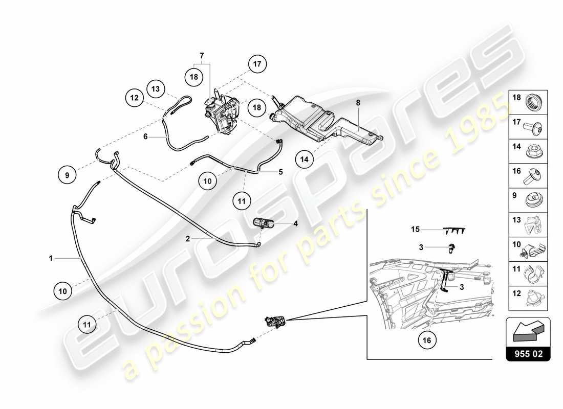 lamborghini performante coupe (2018) impianto rondella diagramma delle parti