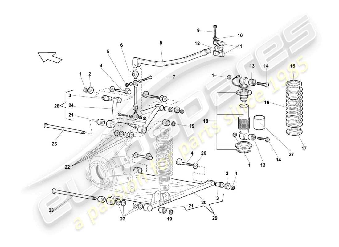 lamborghini murcielago roadster (2006) schema delle parti assale posteriore