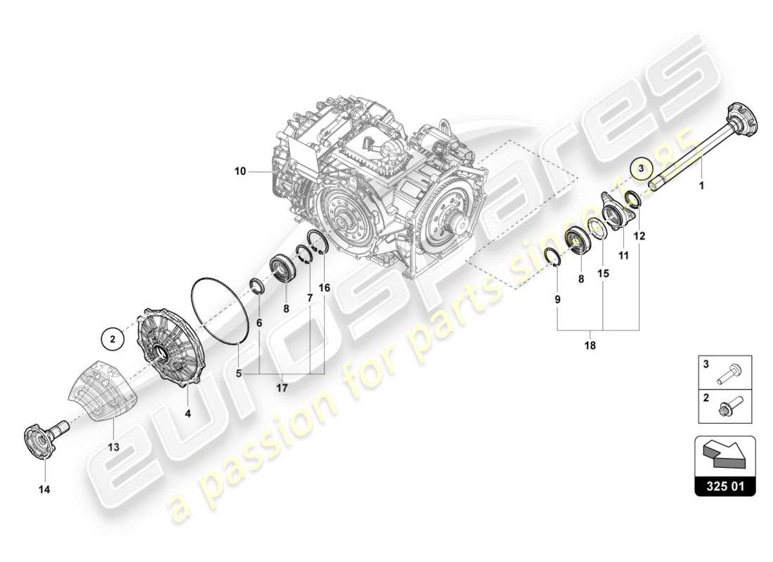 lamborghini lp610-4 coupe (2019) albero flangiato con cuscinetto schema parte