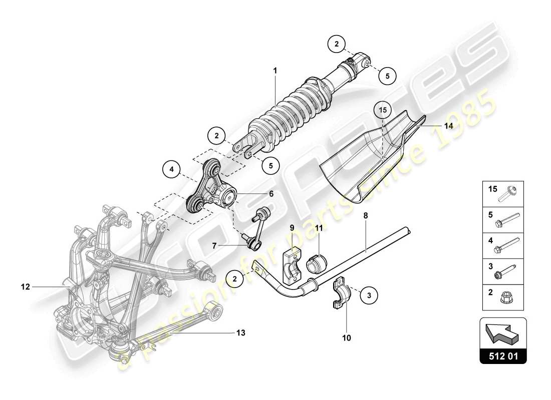 lamborghini lp720-4 coupe 50 (2014) ammortizzatori schema delle parti