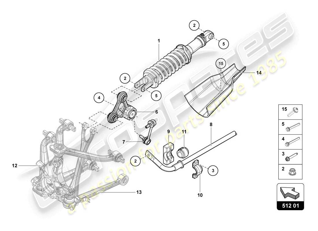 lamborghini lp720-4 coupe 50 (2014) ammortizzatori diagramma delle parti