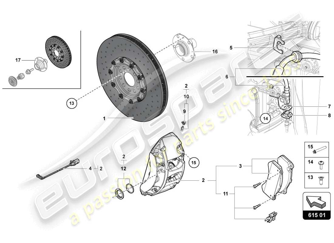 lamborghini 2014 (lp720-4 coupe 50) schema delle parti disco freno