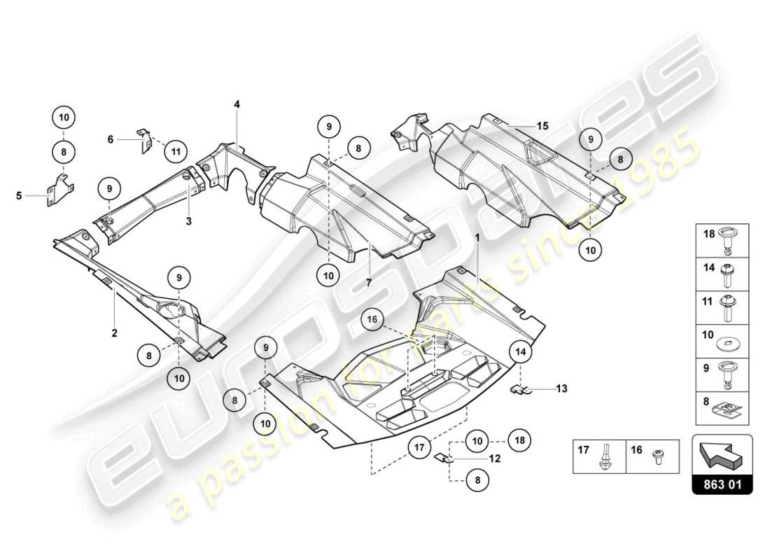 lamborghini lp740-4 s coupe (2021) coperture schema delle parti