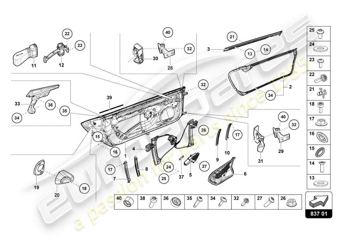 lamborghini lp580-2 spyder (2018) porte diagramma delle parti