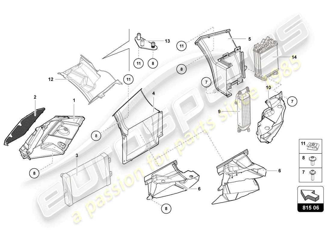 lamborghini lp740-4 s coupe (2020) schema delle parti in cartone condotto dell'aria