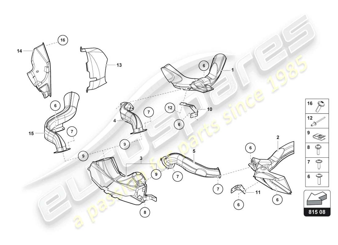 lamborghini lp740-4 s coupe (2020) schema delle parti in cartone condotto dell'aria