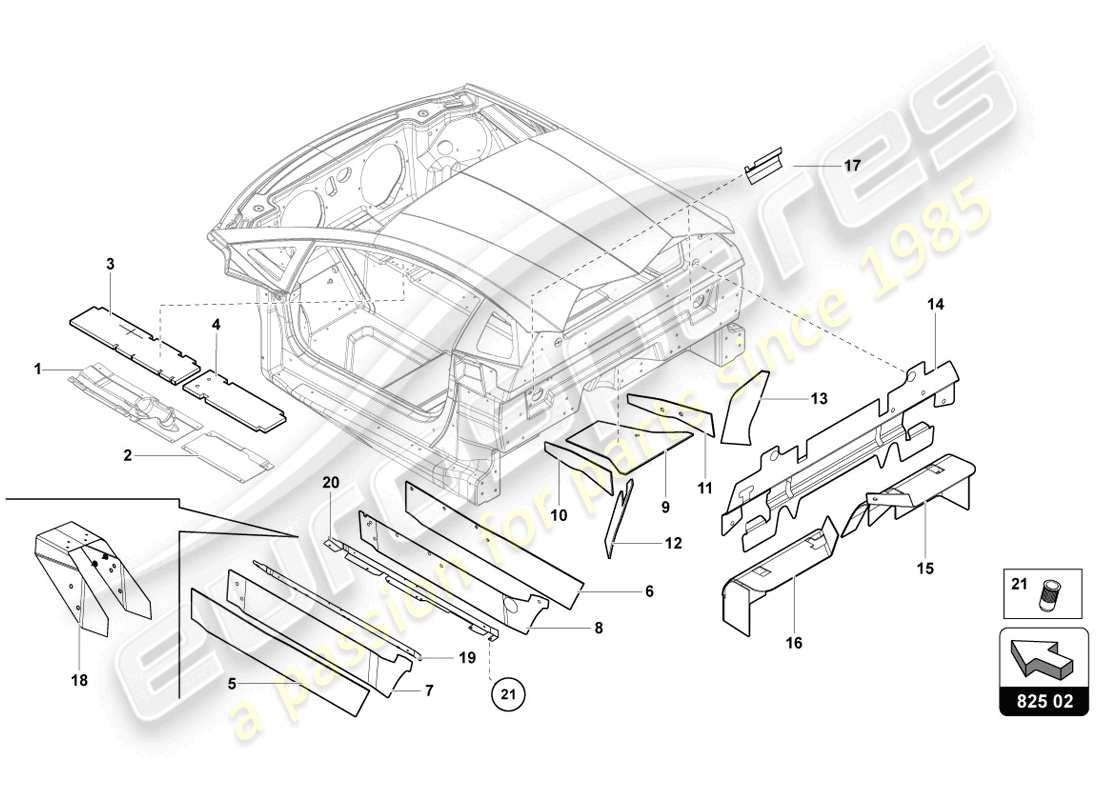 lamborghini lp720-4 coupe 50 (2014) serranda per tunnel schema delle parti