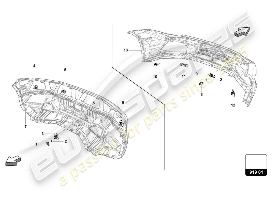 lamborghini 2018 (lp580-2 coupe) diagramma delle parti del centro sensori