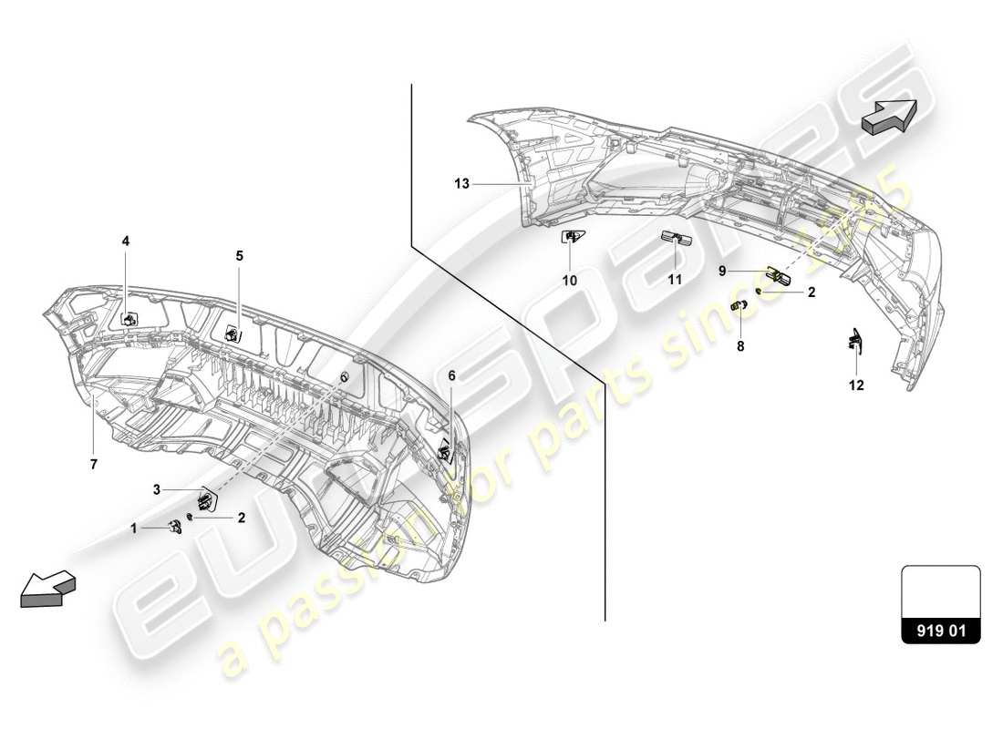 lamborghini lp580-2 coupe (2018) diagramma delle parti del centro sensori