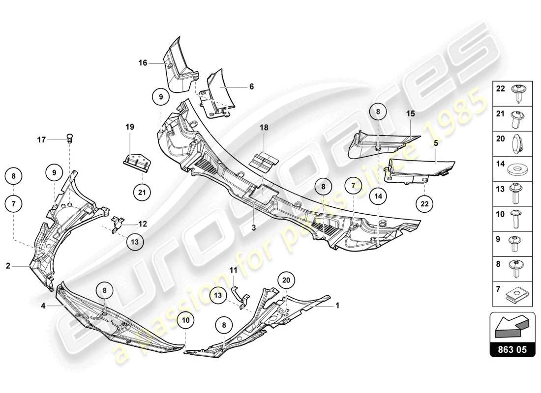 lamborghini lp720-4 coupe 50 (2014) rivestimento pavimento bagagliaio schema delle parti