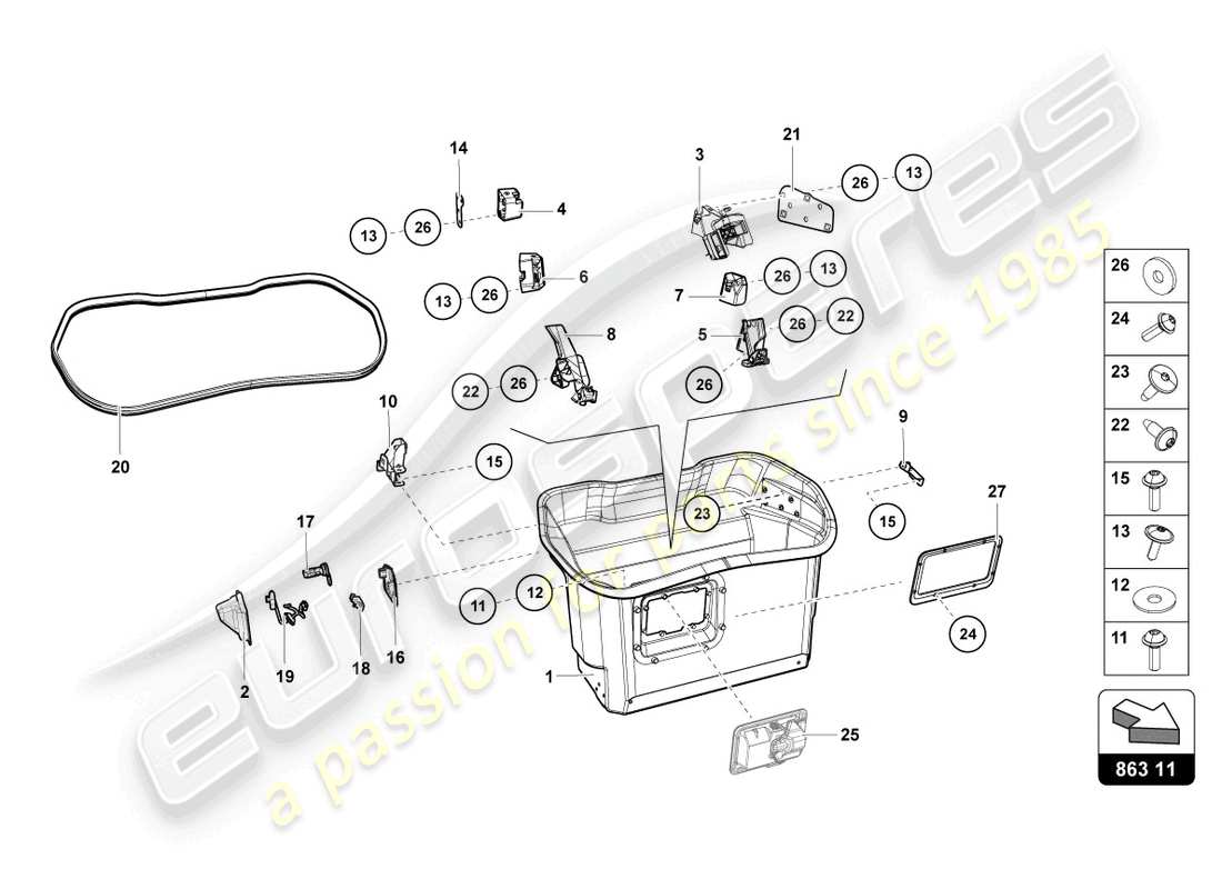 lamborghini 2021 (lp770-4 svj roadster) completo bagagli rivestimento del pavimento schema delle parti