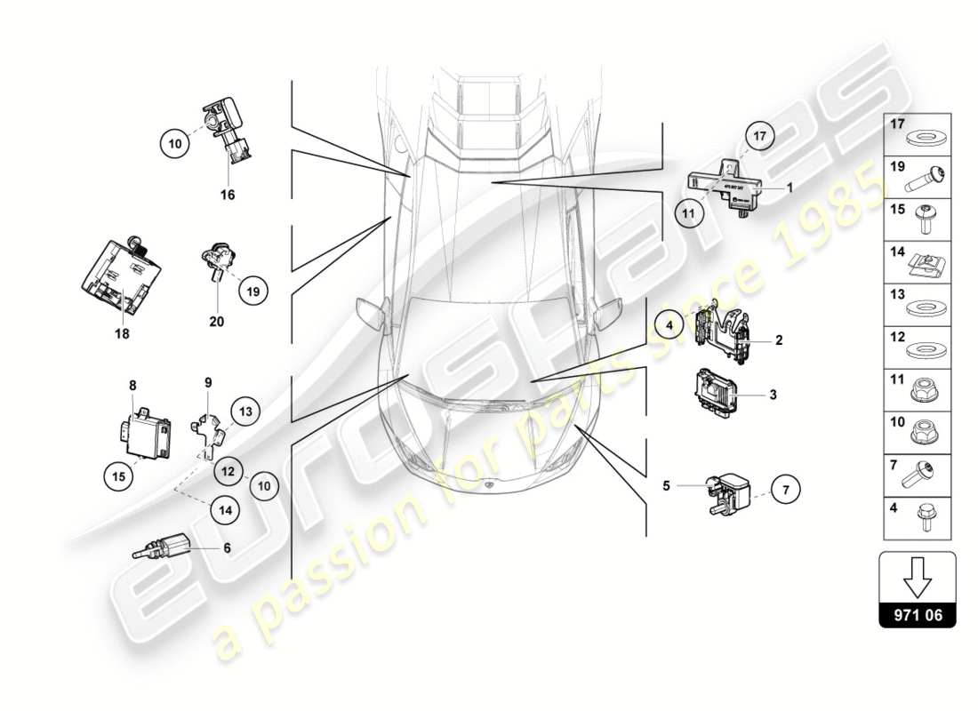 lamborghini lp580-2 spyder (2018) schema delle parti dell'unità di controllo