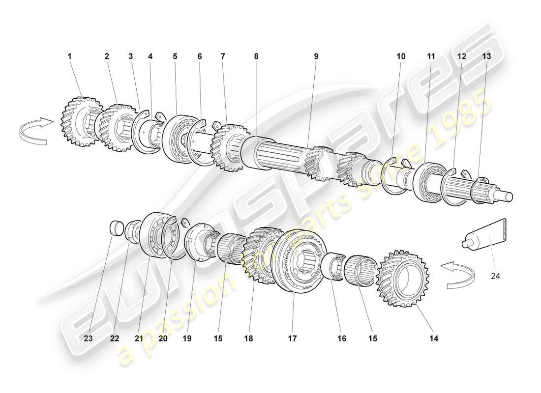 lamborghini murcielago roadster (2006) diagramma delle parti dell'albero di entrata