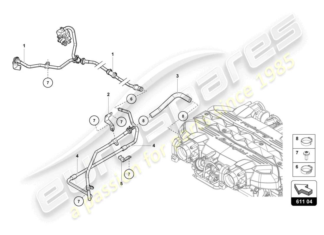 lamborghini lp750-4 sv roadster (2016) tubi del vuoto schema delle parti
