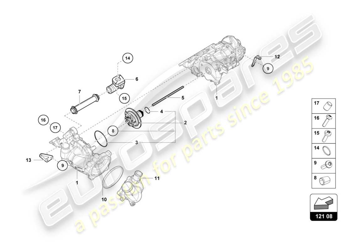 lamborghini evo spyder 2wd (2020) montaggio per albero intermedio della pompa dell'olio schema delle parti