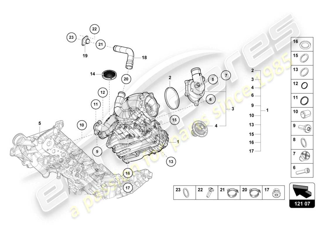 lamborghini 2016 (lp610-4 coupe) schema delle parti della pompa dell'olio