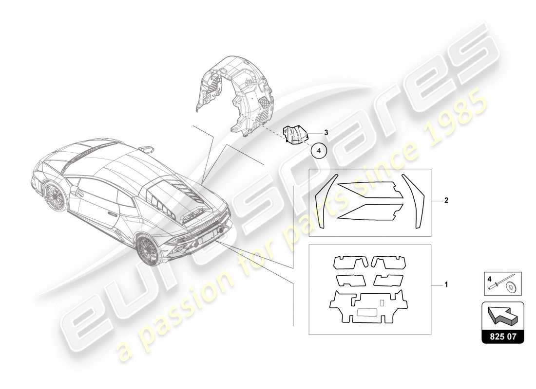 lamborghini evo spyder (2020) isolamento termico (auto diagramma delle parti