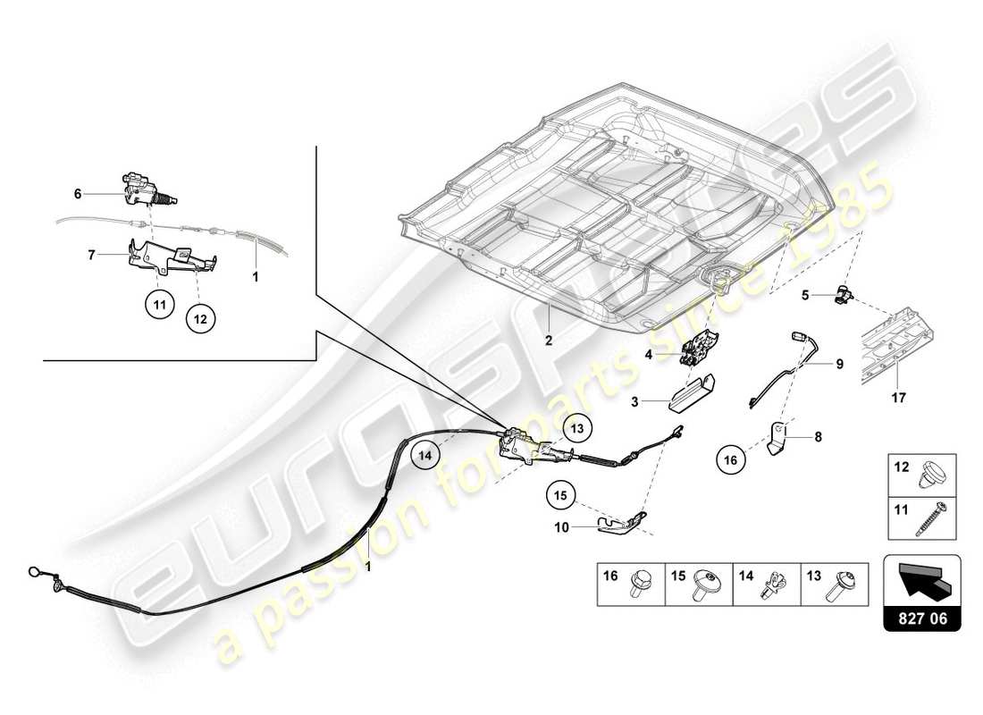 lamborghini evo spyder 2wd (2020) schema delle parti del coperchio posteriore