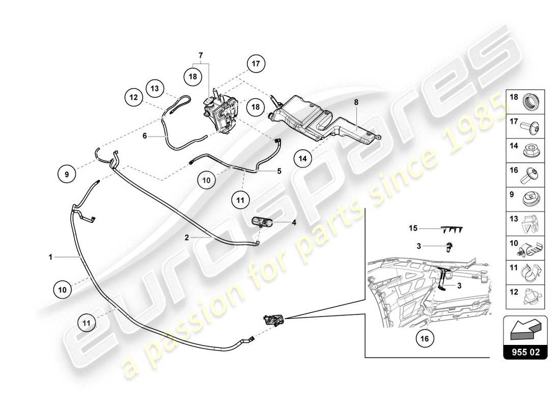 lamborghini evo coupe (2020) schema delle parti del sistema rondella