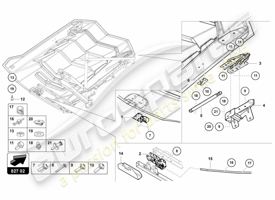 lamborghini 2012 (lp700-4 coupe)) copertura motore con isp. copertina diagramma delle parti