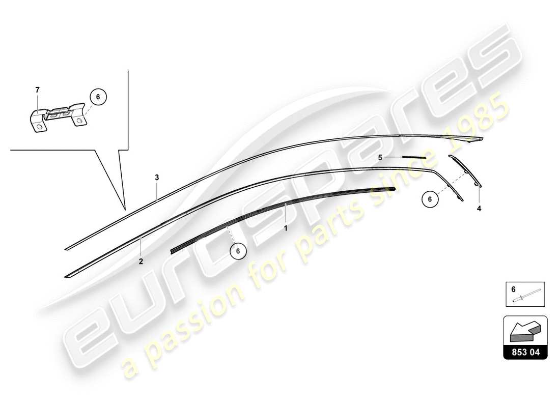 lamborghini lp580-2 coupe (2019) diagramma delle parti modanatura