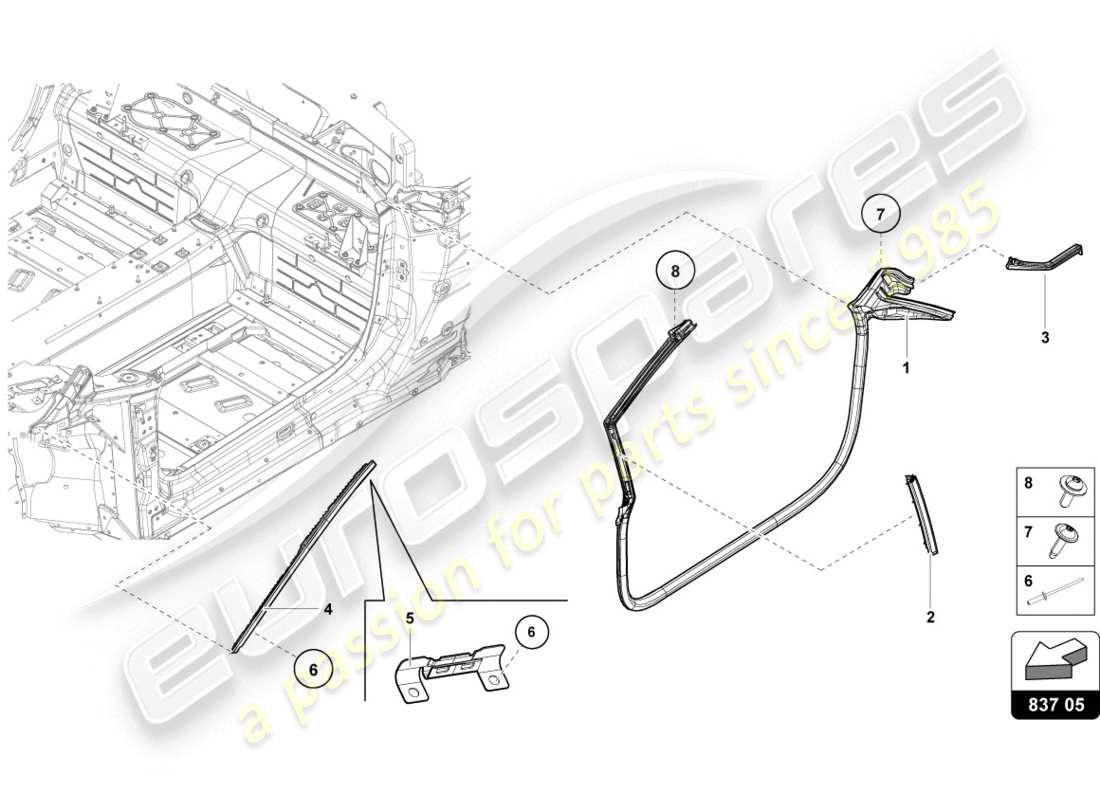 lamborghini evo spyder (2020) guarnizioni schema delle parti