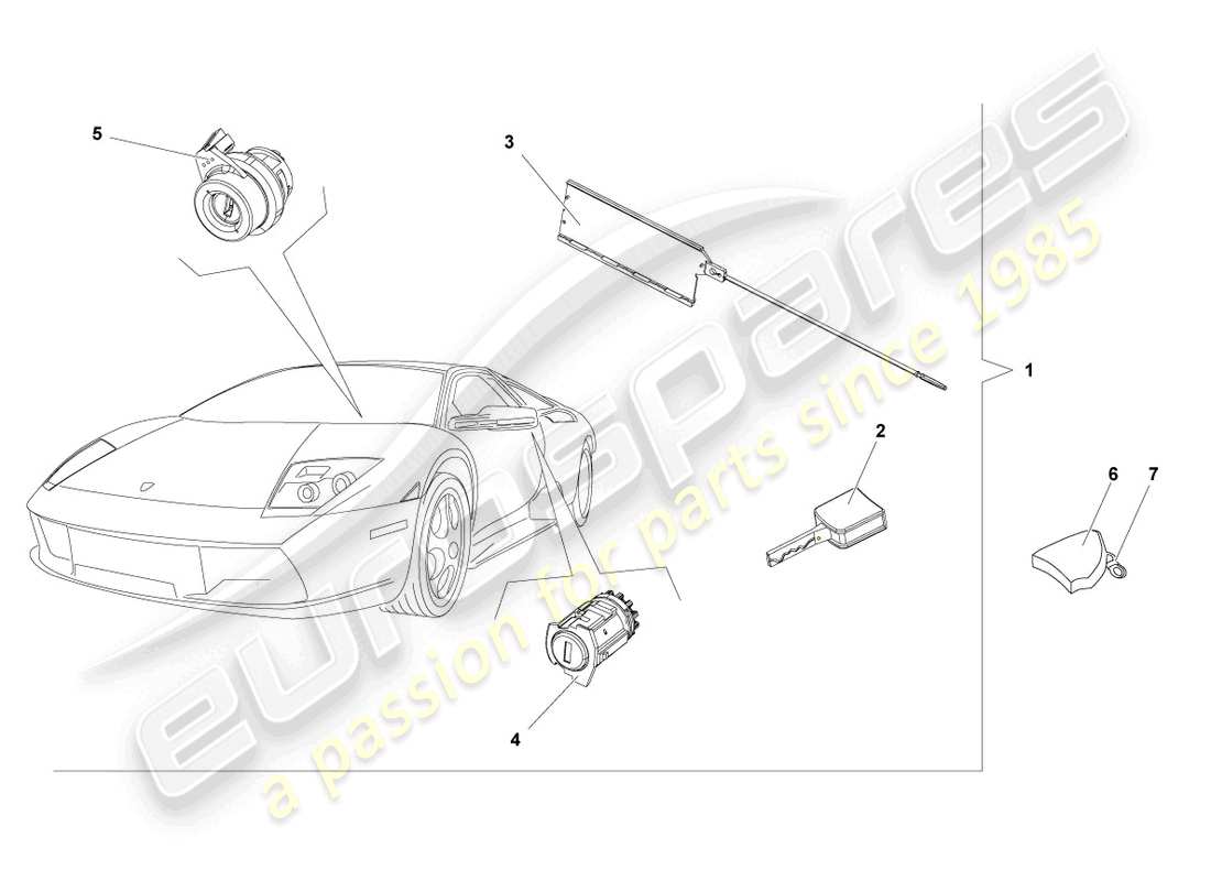 lamborghini murcielago roadster (2006) cilindri di serratura schema delle parti