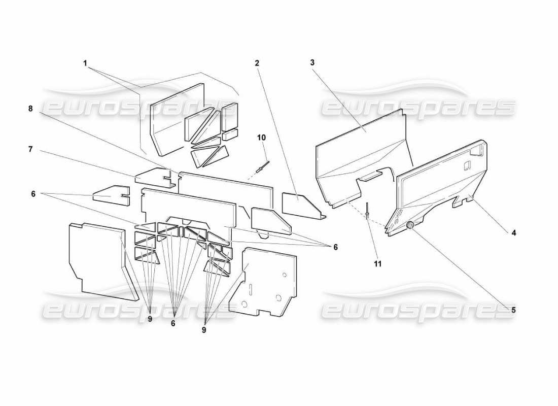 lamborghini murcielago lp670 isolamenti e insonorizzazione diagramma delle parti