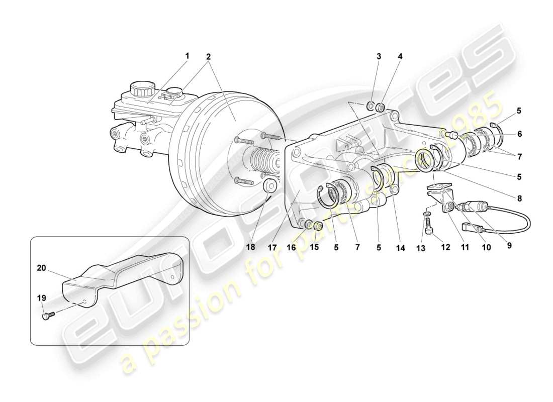 lamborghini murcielago coupe (2002) servo freno guida a sinistra schema delle parti