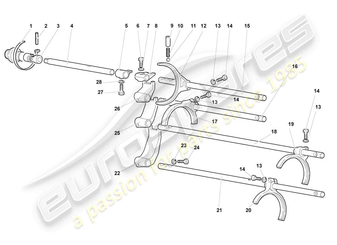 lamborghini murcielago coupe (2002) meccanismo di selezione schema delle parti