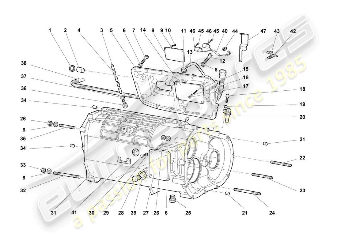 lamborghini murcielago coupe (2002) alloggiamento e accessori del cambio diagramma delle parti